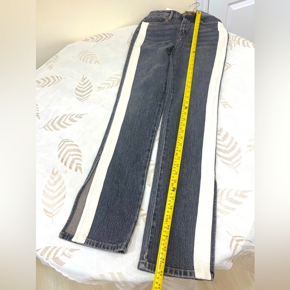 Blank NYC Gray Straight Leg Jeans with White Stripe - Picture 5 of 7